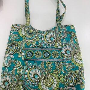 Vera Bradley Vibrant Paisley Tote Bag peacock green paisley